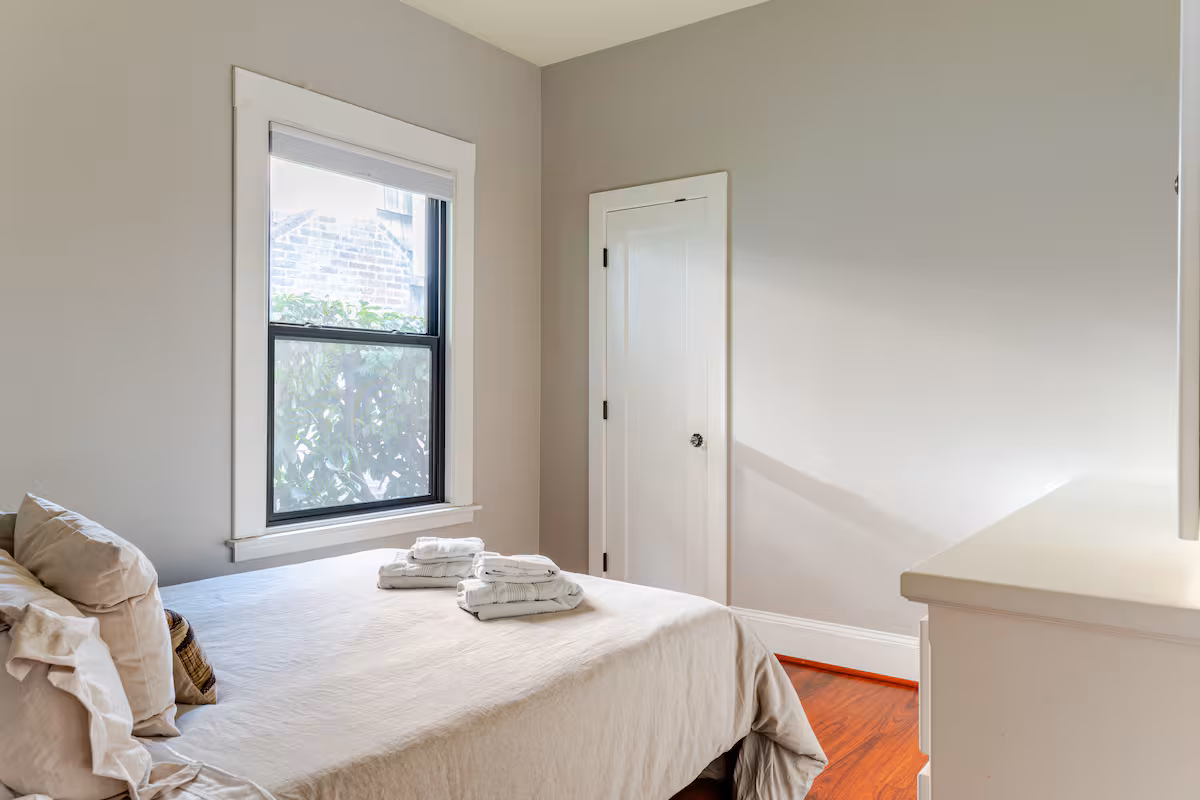 Main-floor queen bedroom in the 3-bedroom Seattle rental